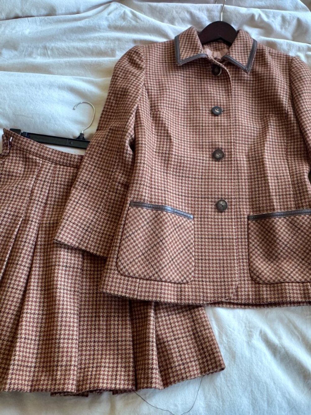 Aquascutum blazer set Vintage Aquascutum brown plaid wool blazer skirt set
